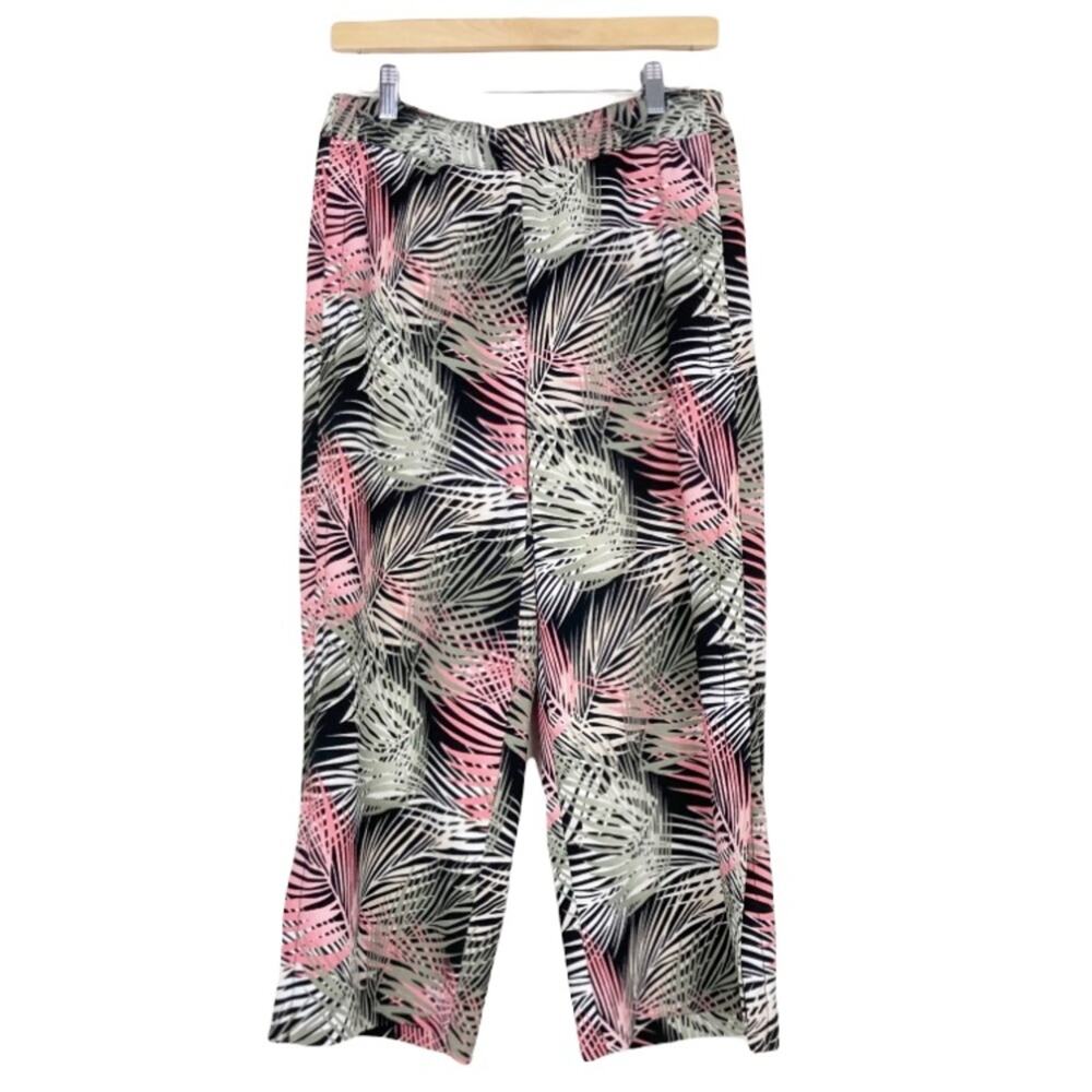 White House Black Market Wide Leg Crop Leaf Print Pants Sz 4